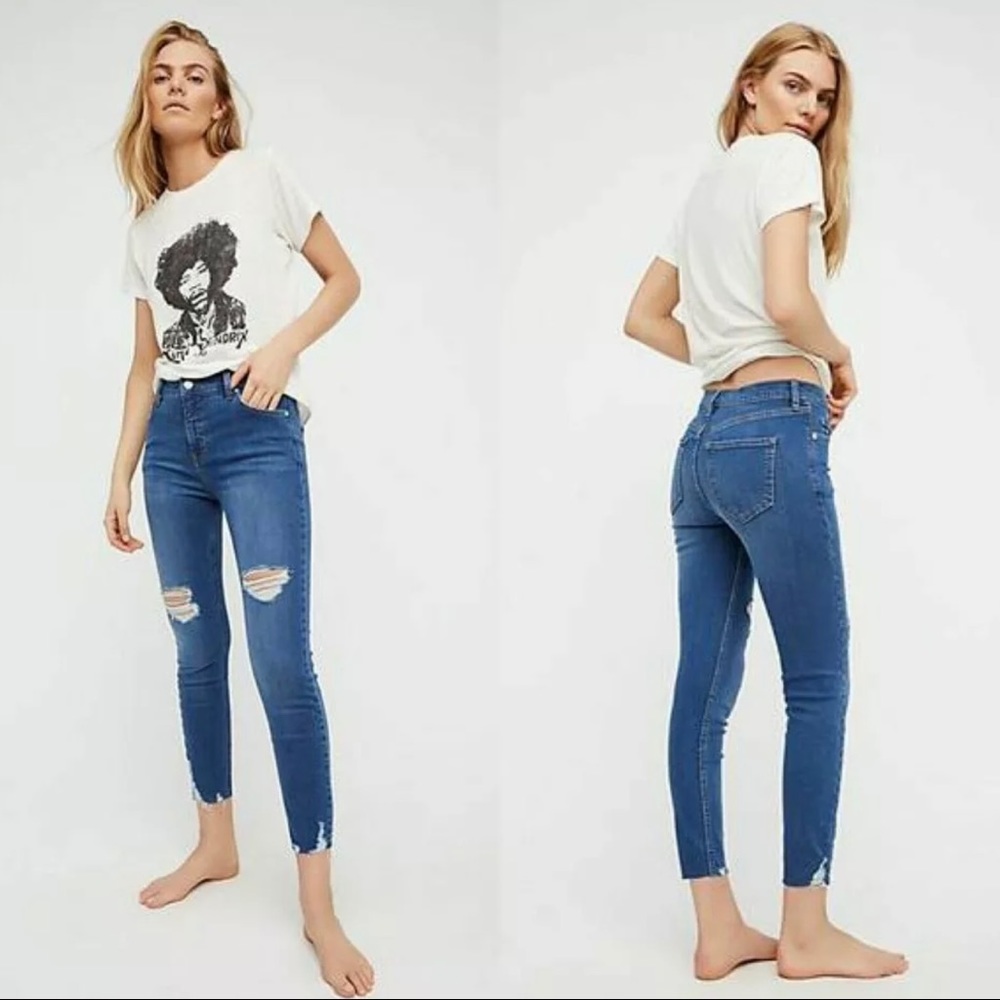 Free People Mid-Rise Cropped Skinny Jeans Size 27